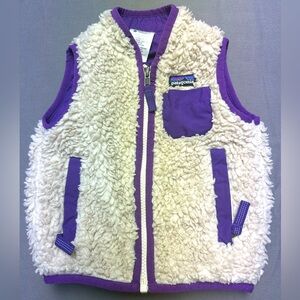 Patagonia Infant Sherpa Fleece Purple Lining Zipper Vest Size 12M